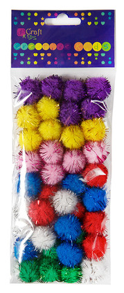 Pompony poliestrowe mix metalizowane, 40 szt.