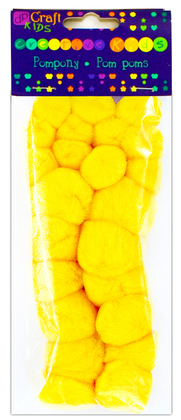 Pompony akrylowe mix żółte, 24 szt.