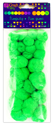 Pompony akrylowe mix zielone, 24 szt.