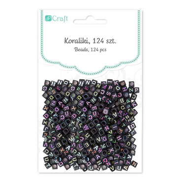 Koraliki, 124 szt. - literki neon