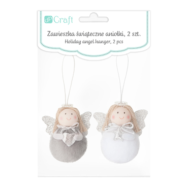 Zawieszka świąteczne aniołki, 2 szt. szare