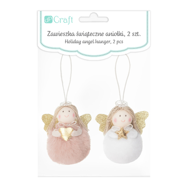 Zawieszka świąteczne aniołki, 2 szt. różowe