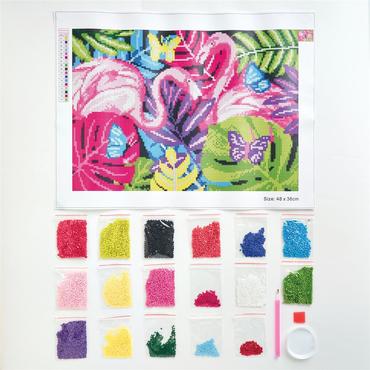 Haft diamentowy - zestaw do diamond painting - twin flamingos
