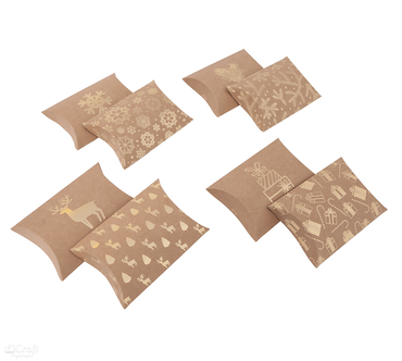 Pudełka składane pillow box, 10x11 cm, gałązka sosny, 4 szt