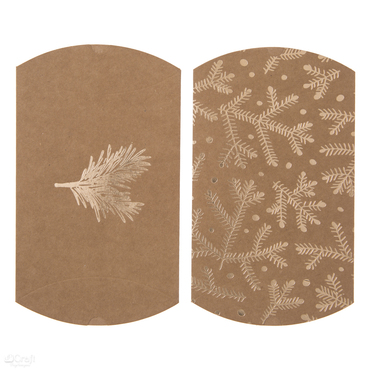 Pudełka składane pillow box, 10x11 cm, gałązka sosny, 4 szt