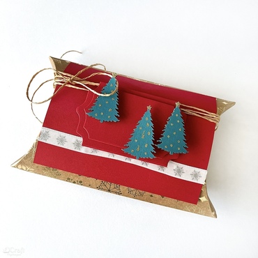 Pudełka składane pillow box, 10x11 cm, gałązka sosny, 4 szt