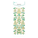 Naklejki brokatowe - choinki gold & green, 44 szt.