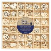Drewniane kształty - bare basics, 180 szt. - Mixed Wooden Shapes