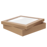 Pudełko tekturowe z oknem 33,5 x 33,5 x 6,5 cm - kraft