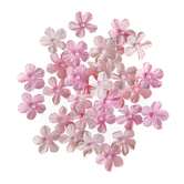 Kwiaty papierowe z perełką, 2 cm, 32 szt. różowe