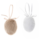 Zawieszki futerkowe jajka 6 cm, 2 szt. neutralne