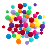 Pompony pluszowe mix juicy, 60 szt.