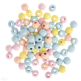 Koraliki drewniane, kulki, 12 mm, pastelowe, 40 g