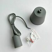 SILIKONOWA OPRAWKA Z KABLEM 90 CM W OPLOCIE BAWEŁNIANYM - JASNOSZARY