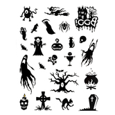 TATUAŻE ZMYWALNE, HALLOWEEN, BIAŁO-CZARNE, 23 SZT