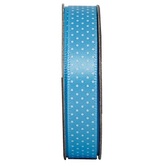 Tasiemka satynowa w kropki - Anita's - soothing blue, 3 m