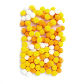 Pompony poliestrowe 1 cm mix żółty, 120 szt.