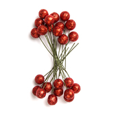 Owoce ostrokrzewu 1,2 cm - czerwone brokat, 24 szt