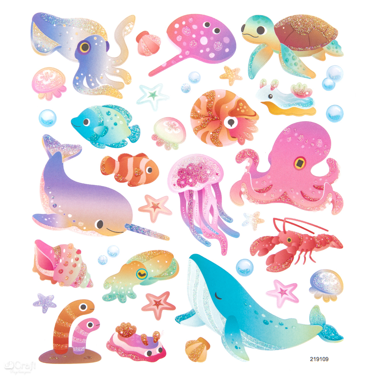 GLITTER STICKERS - SEA ANIMALS, 34 PCS - Scrapbooking & Cardmaking - Sklep internetowy dpCraft GLITTER STICKERS - SEA ANIMALS, 34 PCS - Scrapbooking & Cardmaking - Sklep internetowy dpCraft