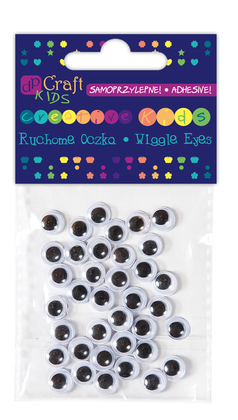 Samoprzylepne ruchome oczka 8 mm, 36 szt.