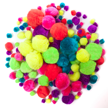 Pompony akrylowe mix neon, 156 szt.