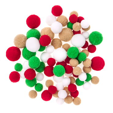 Pompony pluszowe mix jolly christmas, 80 szt.