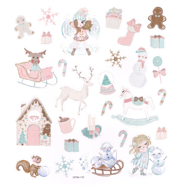 Naklejki z brokatem - frosty pastels, 26 szt.