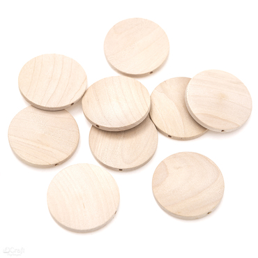 Drewniane koraliki, monetki 40 mm, 10 szt.