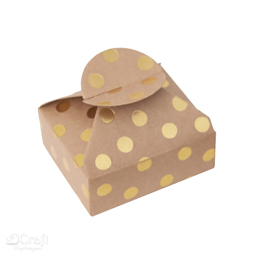 Pudełka składane candy box, 6x7,5x2,5 cm, złote kropki, 4 szt.