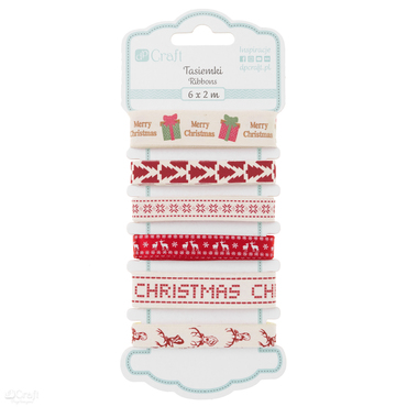 Tasiemki bawełniane, scandi christmas, 6 x 2m