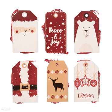 Zawieszki do prezentów ze sznurkiem, santa, 24 szt.