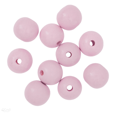 Koraliki drewniane, kulki, 2,5 cm, liliowe, 10 szt.