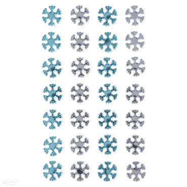 KRYSZTAŁY SAMOPRZYLEPNE, BLUE&CRYSTAL - ŚNIEŻYNKI, 28 SZT.