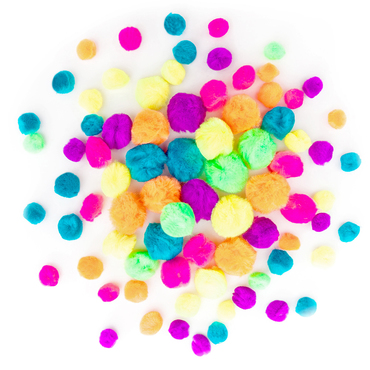 Pompony akrylowe mix neon, 78 szt.