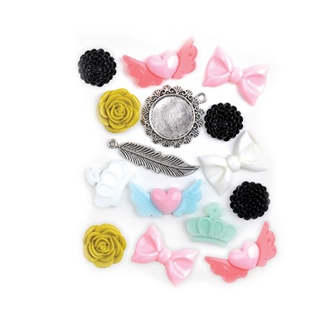 Dodatki charm & deco,12 szt. positive life
