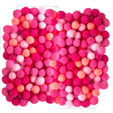 Pompony poliestrowe 1 cm mix różowy, 120 szt.