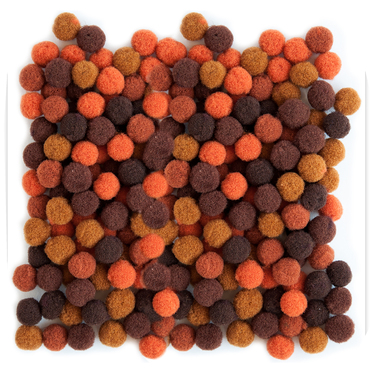 Pompony poliestrowe 1 cm mix brązowy, 120 szt.