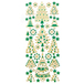 Naklejki brokatowe - choinki gold & green, 44 szt.