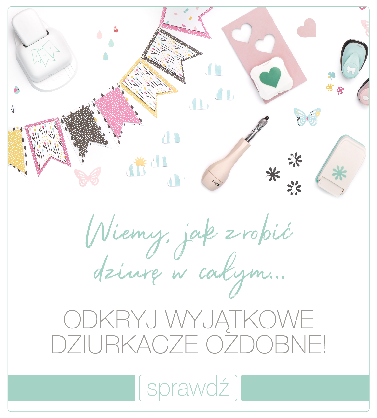 Dziurkacze ozdobne, różne rozmiary, różne motywy do wycięcia 